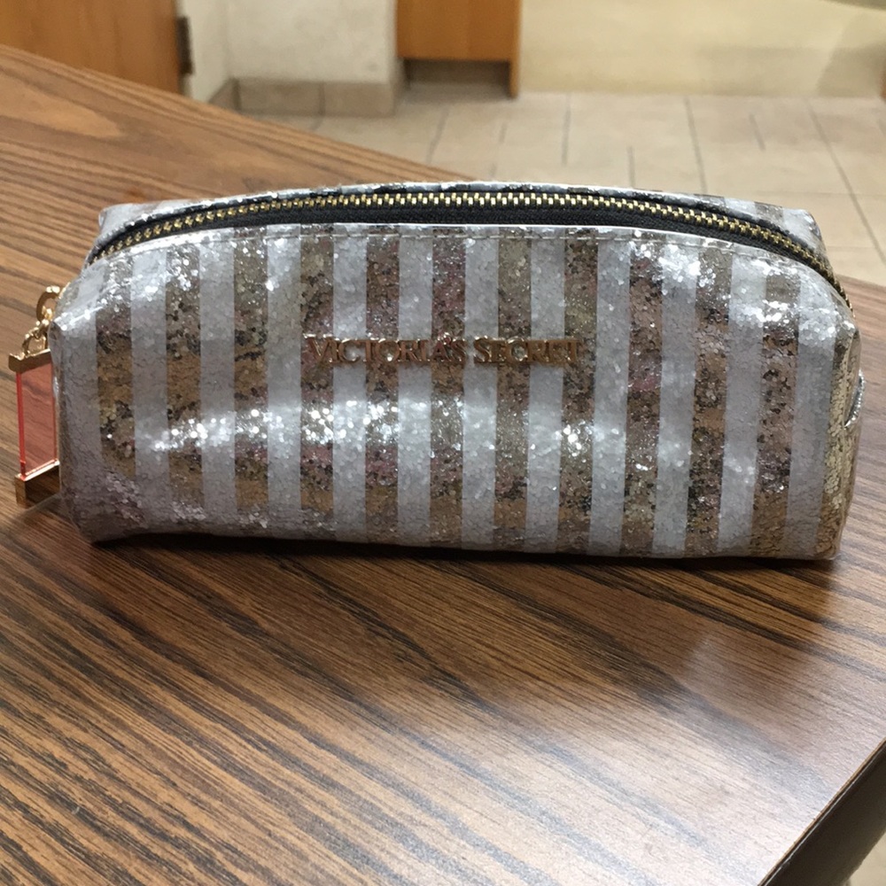 Silver and White VS makeup bag